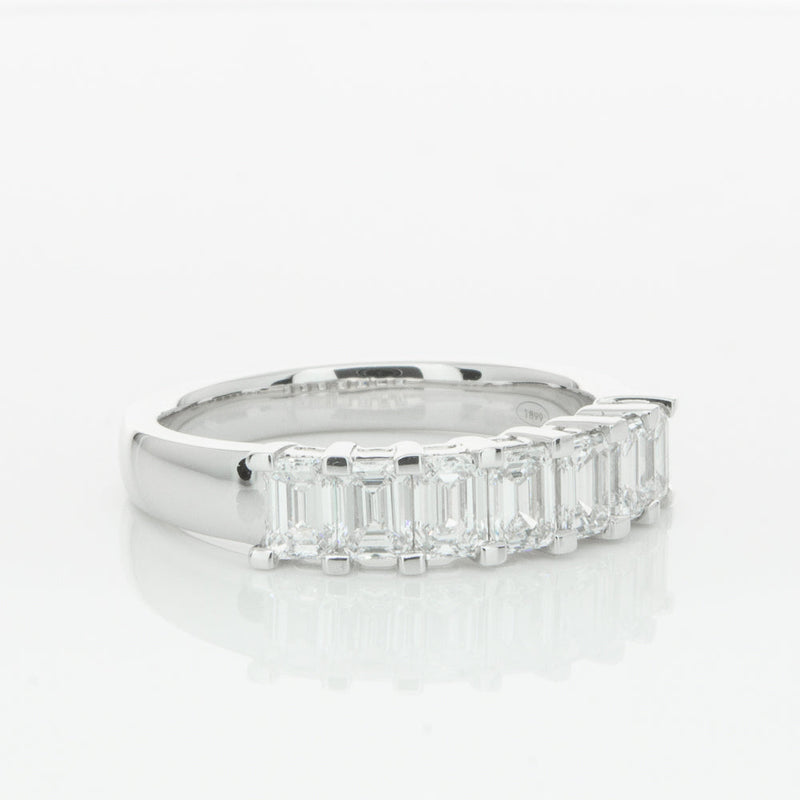 18ct White Gold 1.35ct Emerald Cut Diamond Asra Ring-Ring-Walker & Hall