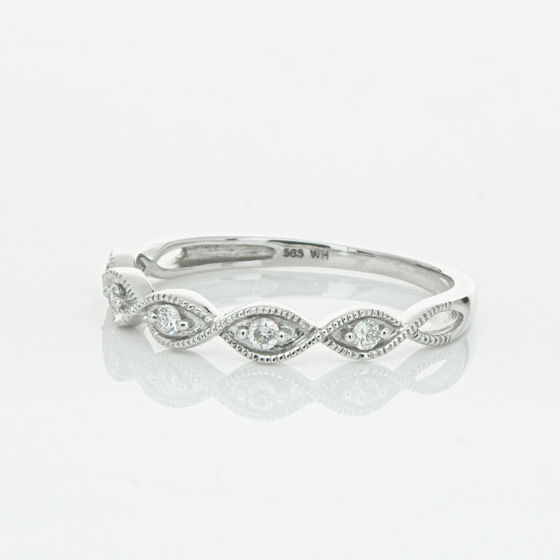 14ct White Gold Diamond Rapunzel Band-Ring-Walker & Hall