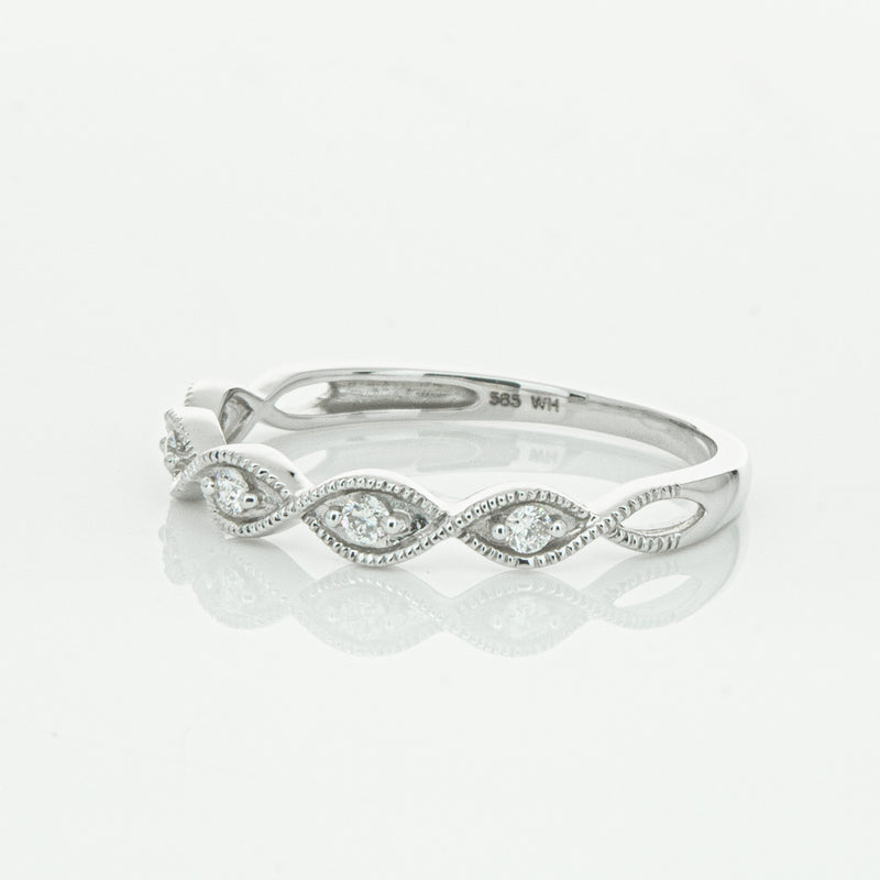 14ct White Gold Diamond Rapunzel Band-Ring-Walker & Hall