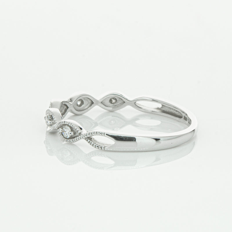 14ct White Gold Diamond Rapunzel Band-Ring-Walker & Hall