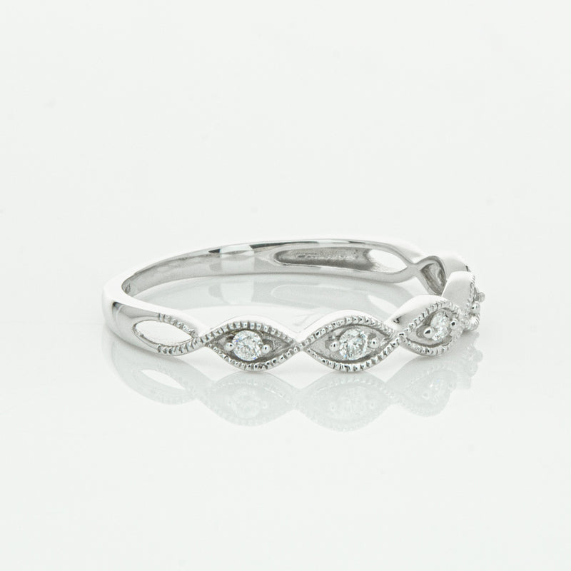 14ct White Gold Diamond Rapunzel Band-Ring-Walker & Hall