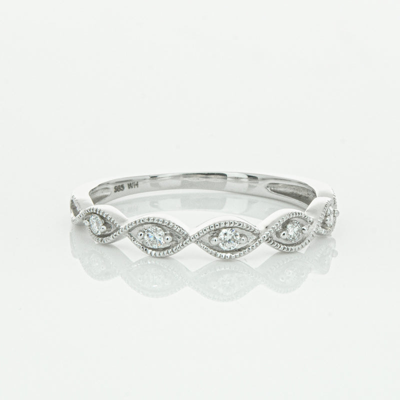 14ct White Gold Diamond Rapunzel Band-Ring-Walker & Hall