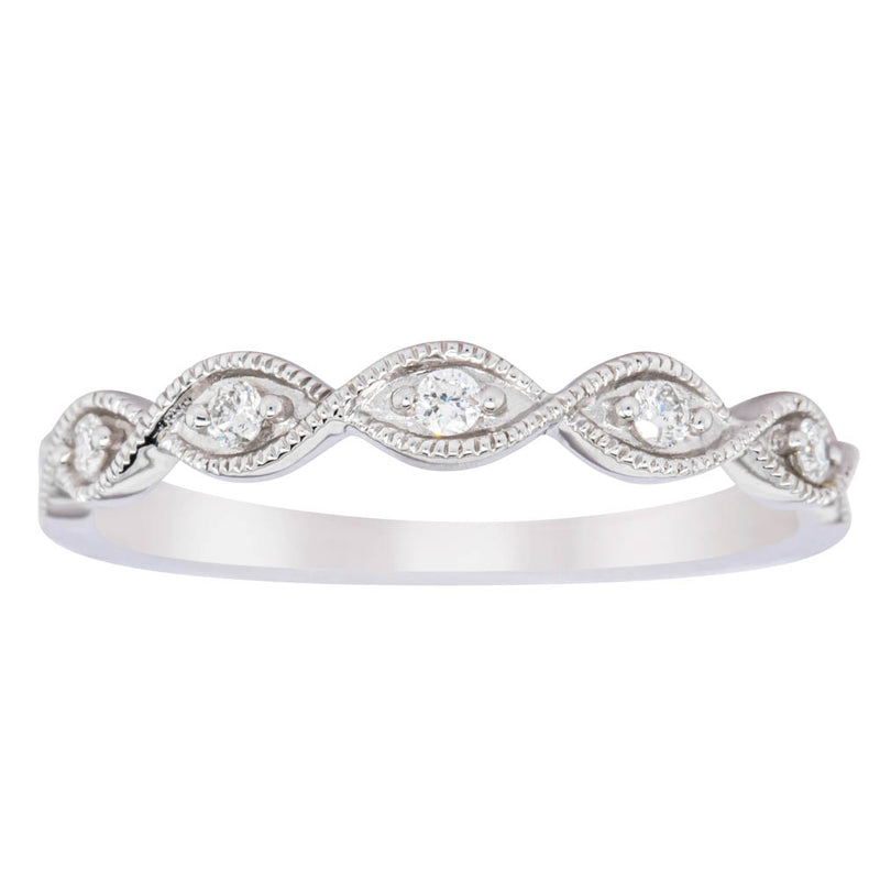 14ct White Gold Diamond Rapunzel Band-Ring-Walker & Hall