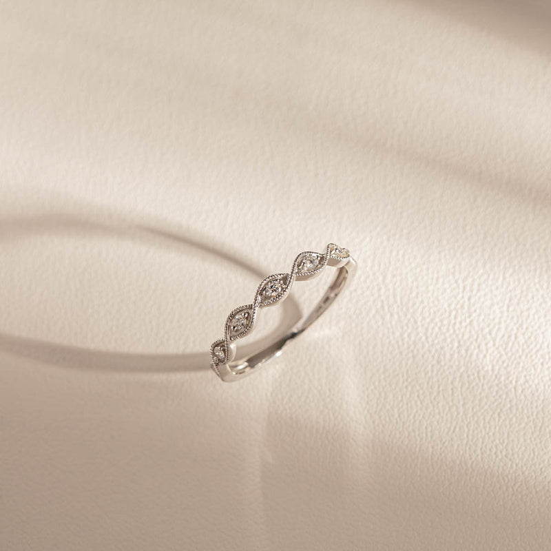14ct White Gold Diamond Rapunzel Band-Ring-Walker & Hall