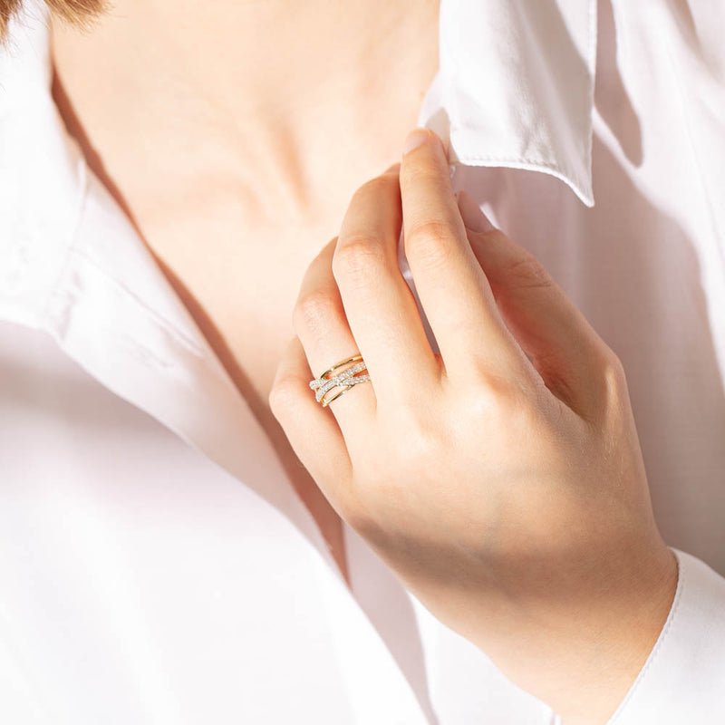 14ct Yellow Gold Diamond Nevaeh Band-Ring-Walker & Hall