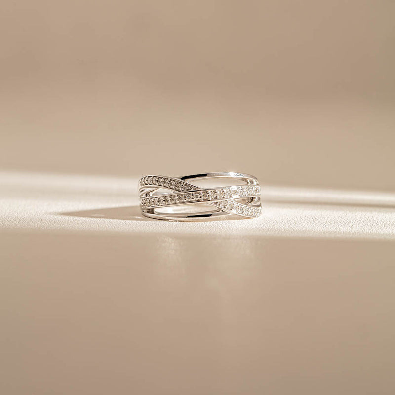 14ct White Gold Diamond Nevaeh Band-Ring-Walker & Hall