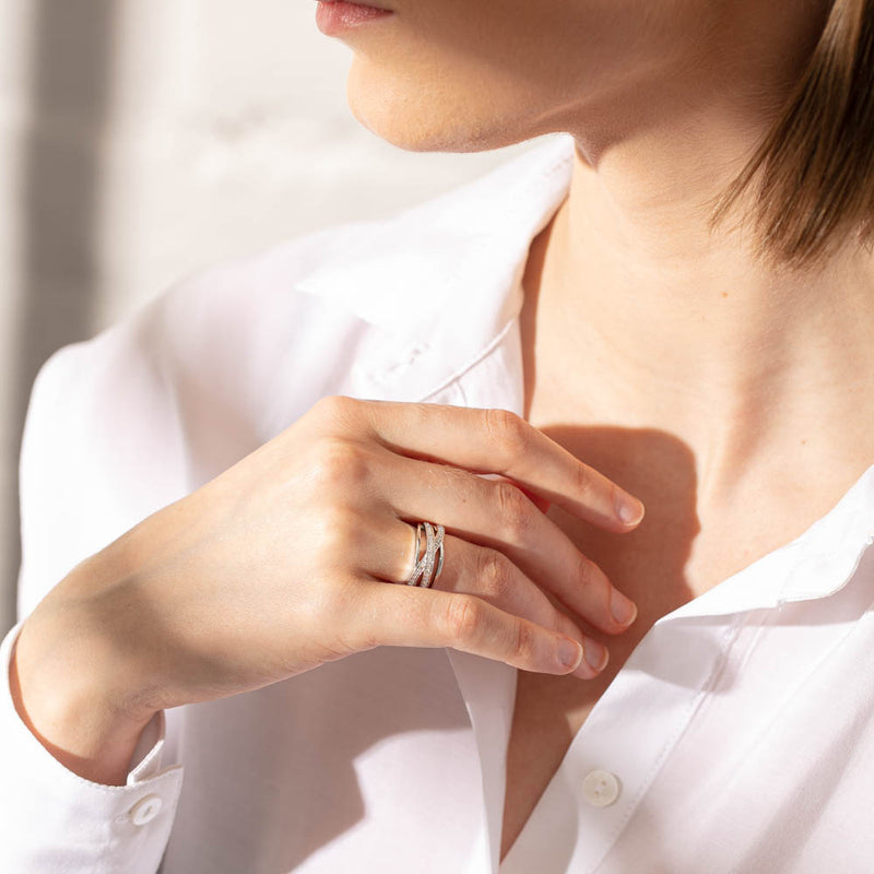 14ct White Gold Diamond Nevaeh Band-Ring-Walker & Hall