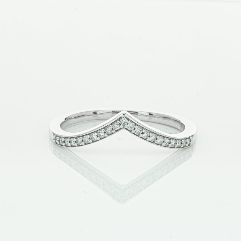 14ct White Gold Diamond Chevron Band-Ring-Walker & Hall