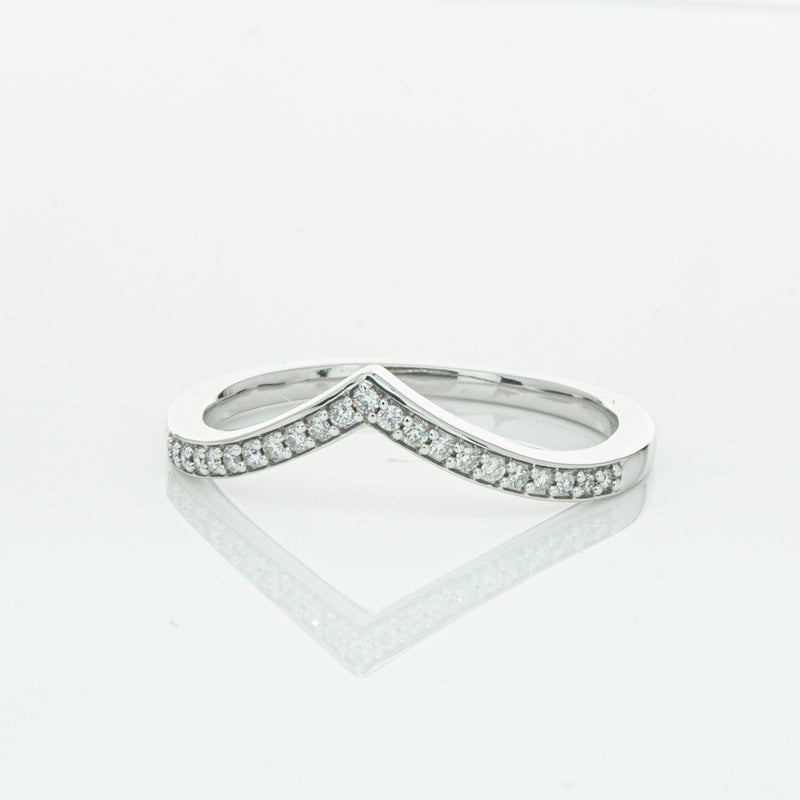 14ct White Gold Diamond Chevron Band-Ring-Walker & Hall