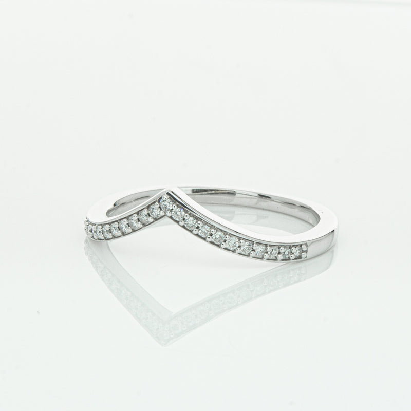 14ct White Gold Diamond Chevron Band-Ring-Walker & Hall