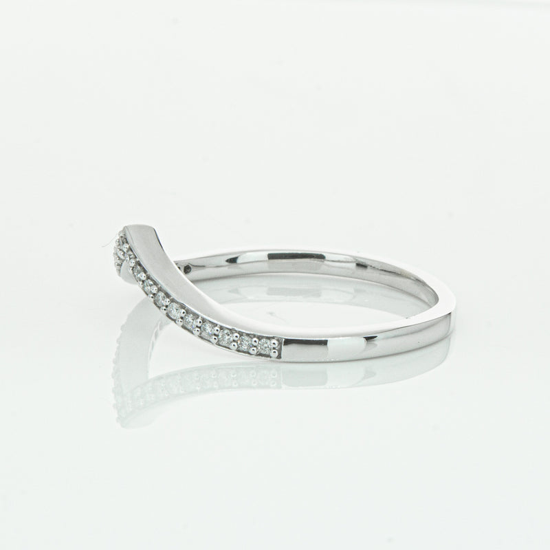 14ct White Gold Diamond Chevron Band-Ring-Walker & Hall