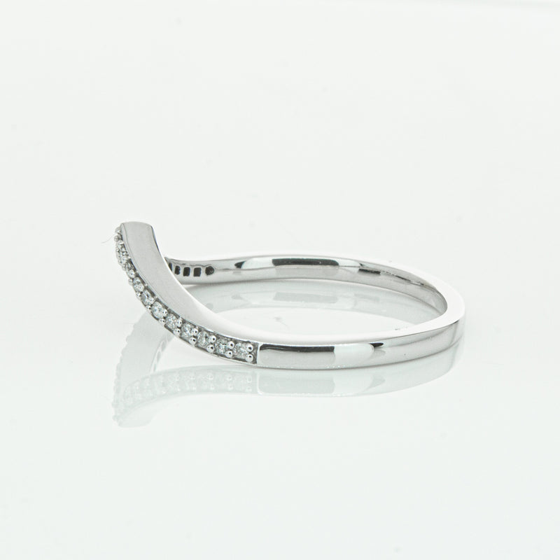 14ct White Gold Diamond Chevron Band-Ring-Walker & Hall