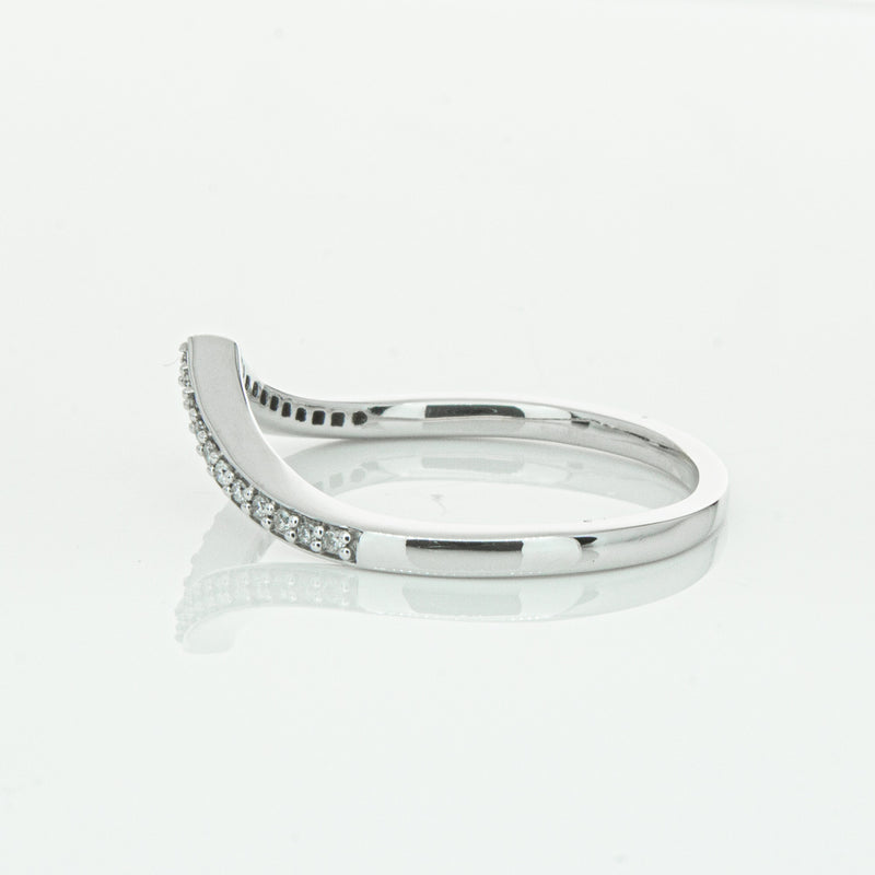 14ct White Gold Diamond Chevron Band-Ring-Walker & Hall