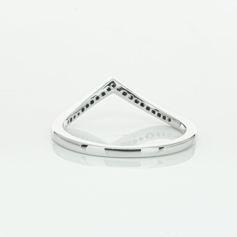 14ct White Gold Diamond Chevron Band-Ring-Walker & Hall