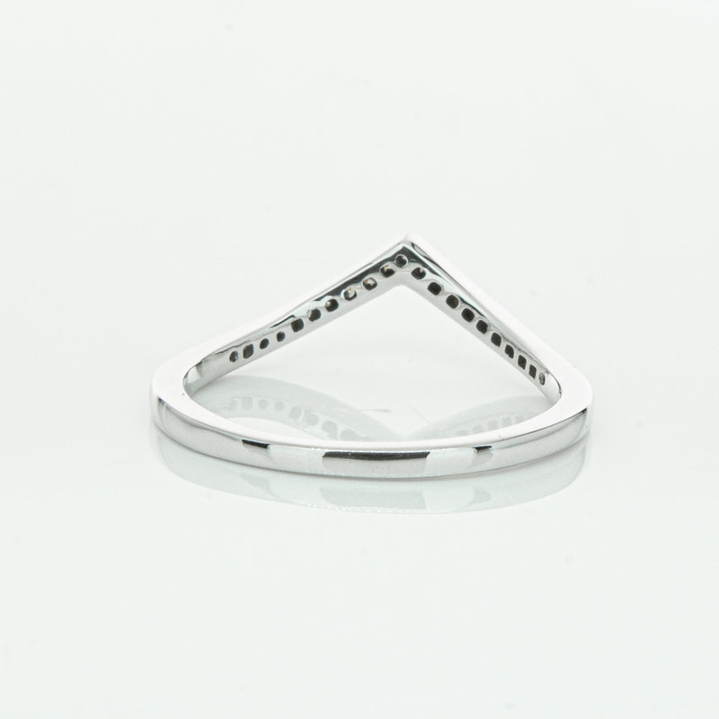 14ct White Gold Diamond Chevron Band-Ring-Walker & Hall