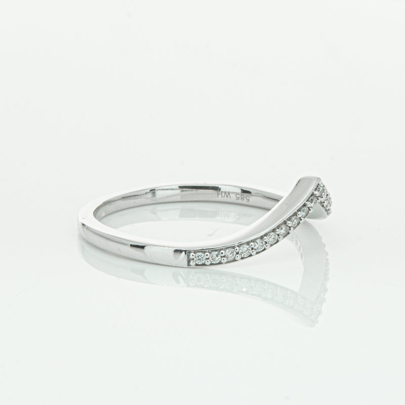 14ct White Gold Diamond Chevron Band-Ring-Walker & Hall