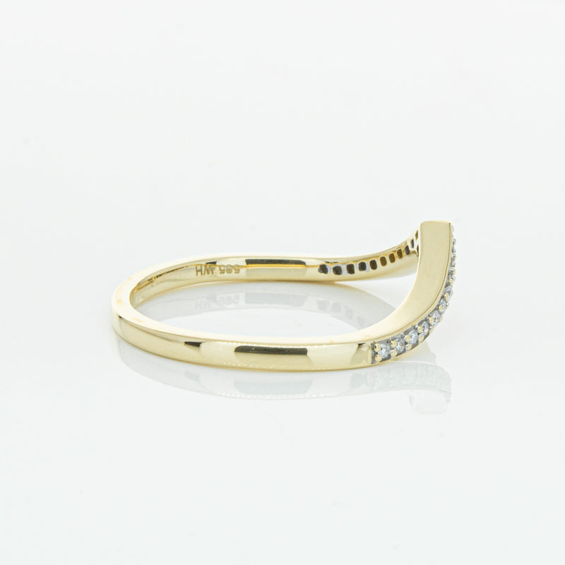 14ct Yellow Gold Diamond Chevron Band-Ring-Walker & Hall