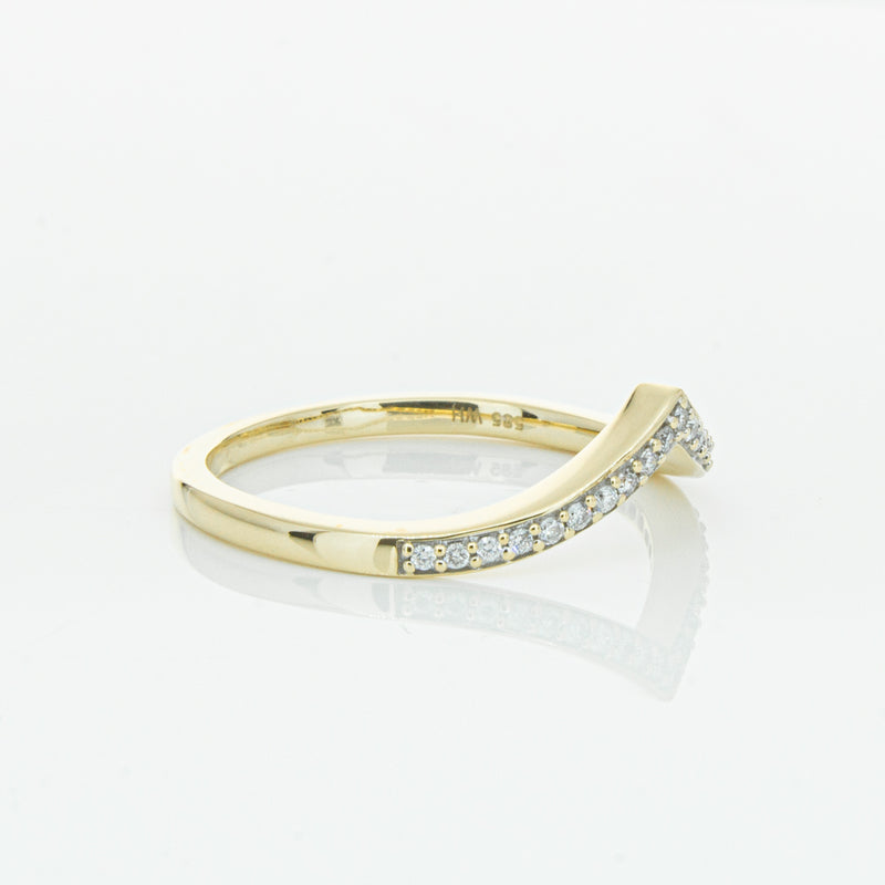 14ct Yellow Gold Diamond Chevron Band-Ring-Walker & Hall
