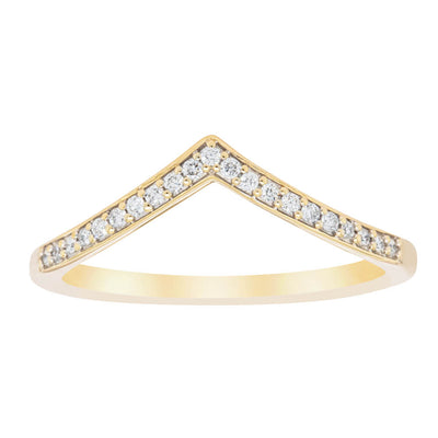 14ct Yellow Gold Diamond Chevron Band-Ring-Walker & Hall
