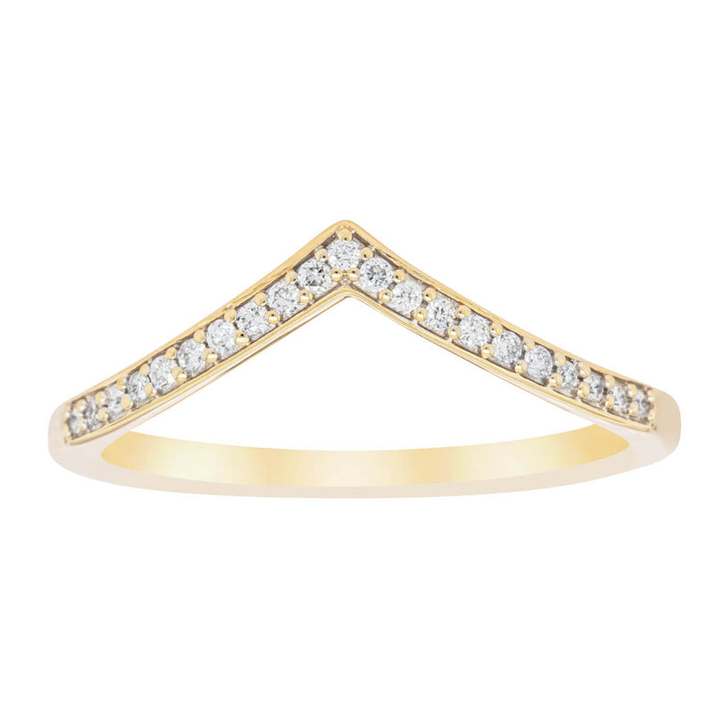 14ct Yellow Gold Diamond Chevron Band-Ring-Walker & Hall
