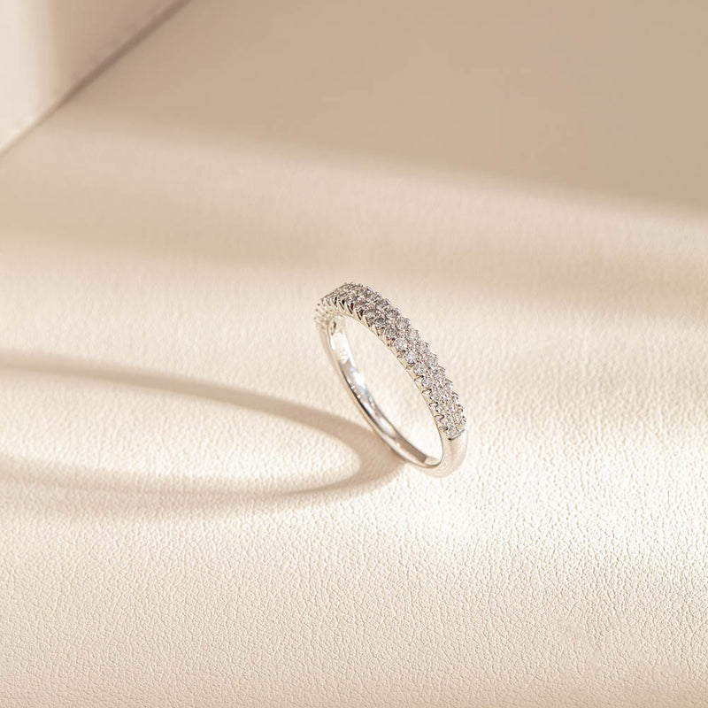 14ct White Gold Diamond Lumiere Band-Ring-Walker & Hall