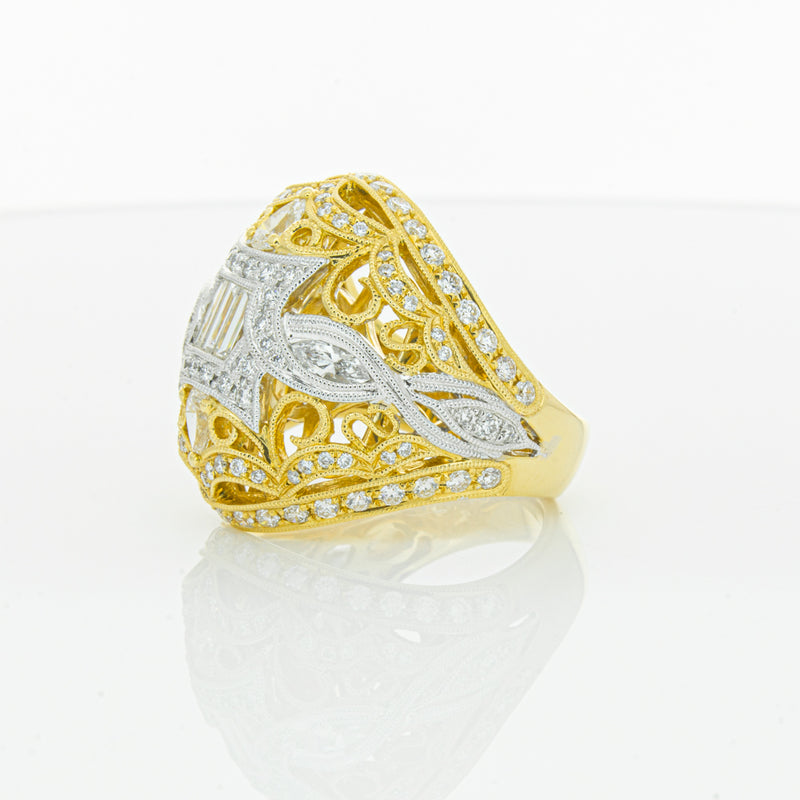 18ct White & Yellow Gold Diamond Dress Ring-Ring-Walker & Hall