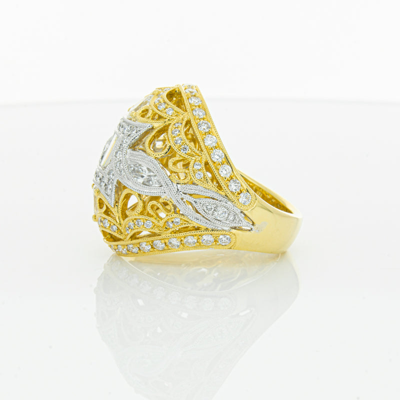 18ct White & Yellow Gold Diamond Dress Ring-Ring-Walker & Hall