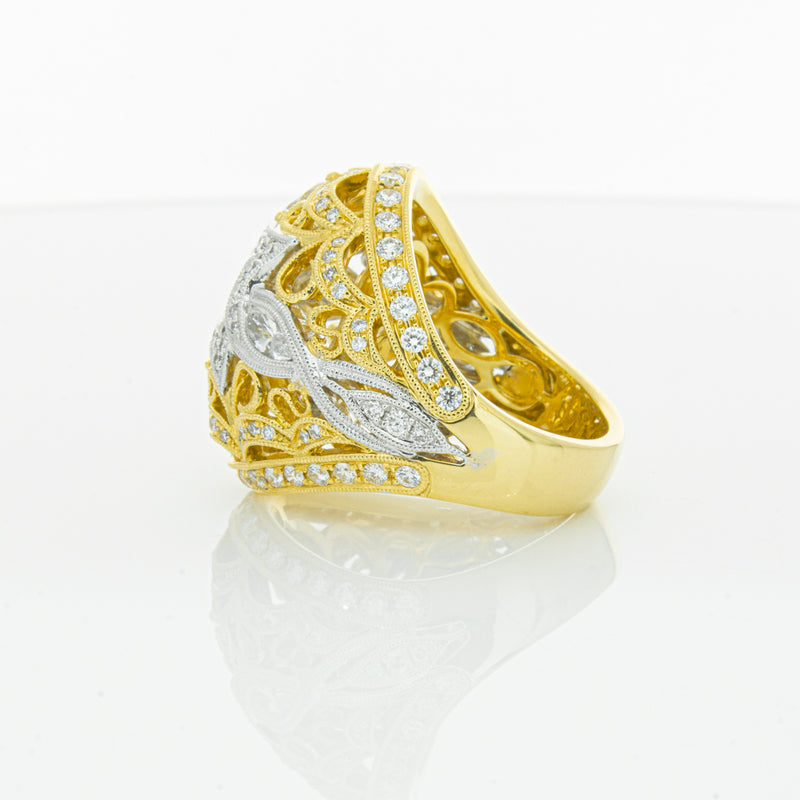 18ct White & Yellow Gold Diamond Dress Ring-Ring-Walker & Hall