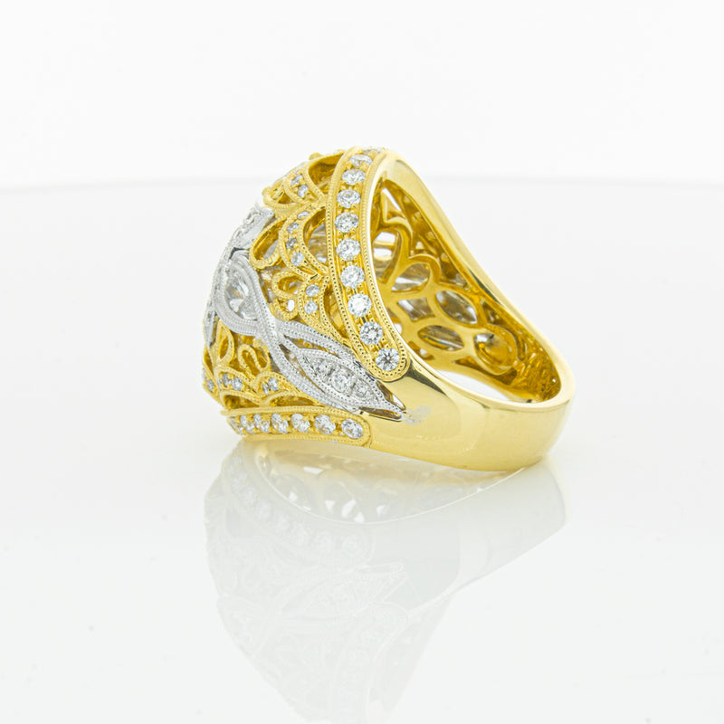 18ct White & Yellow Gold Diamond Dress Ring-Ring-Walker & Hall