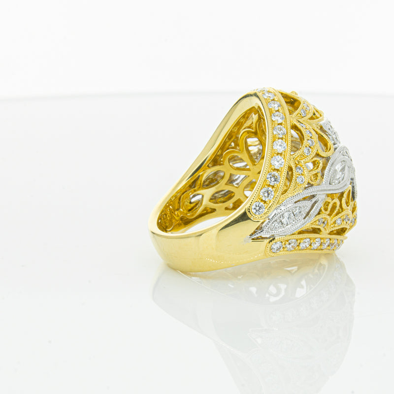 18ct White & Yellow Gold Diamond Dress Ring-Ring-Walker & Hall