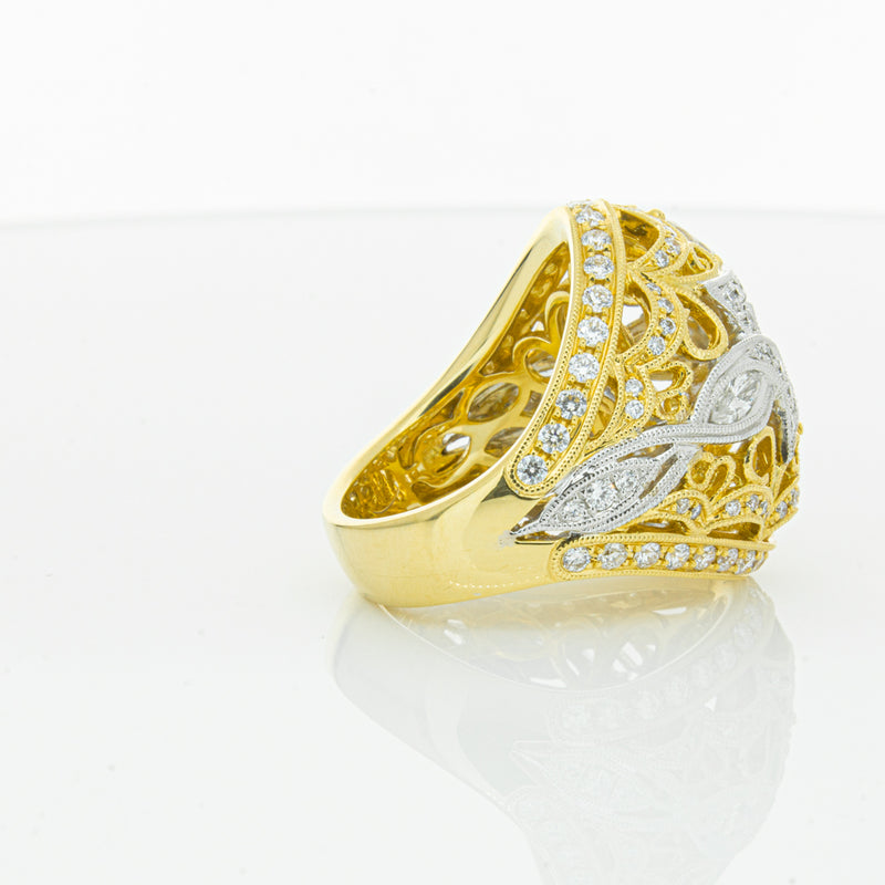 18ct White & Yellow Gold Diamond Dress Ring-Ring-Walker & Hall