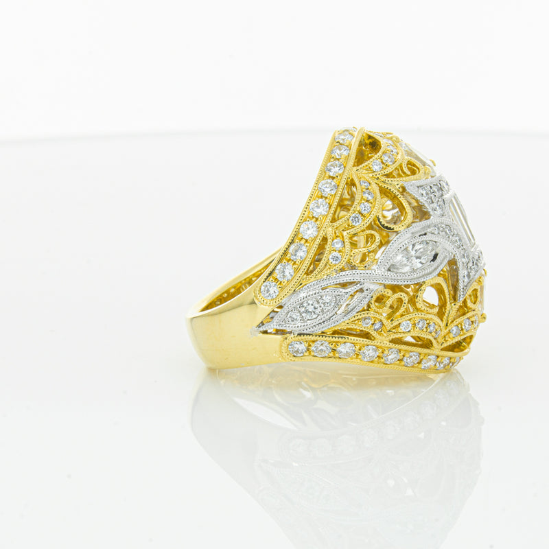 18ct White & Yellow Gold Diamond Dress Ring-Ring-Walker & Hall
