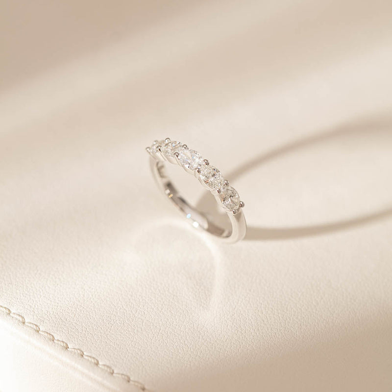 18ct White Gold 1.02ct Oval Cut Diamond Panorama Ring-Ring-Walker & Hall