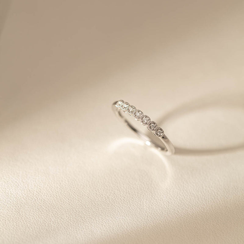 14ct White Gold Diamond Cushla Band-Ring-Walker & Hall