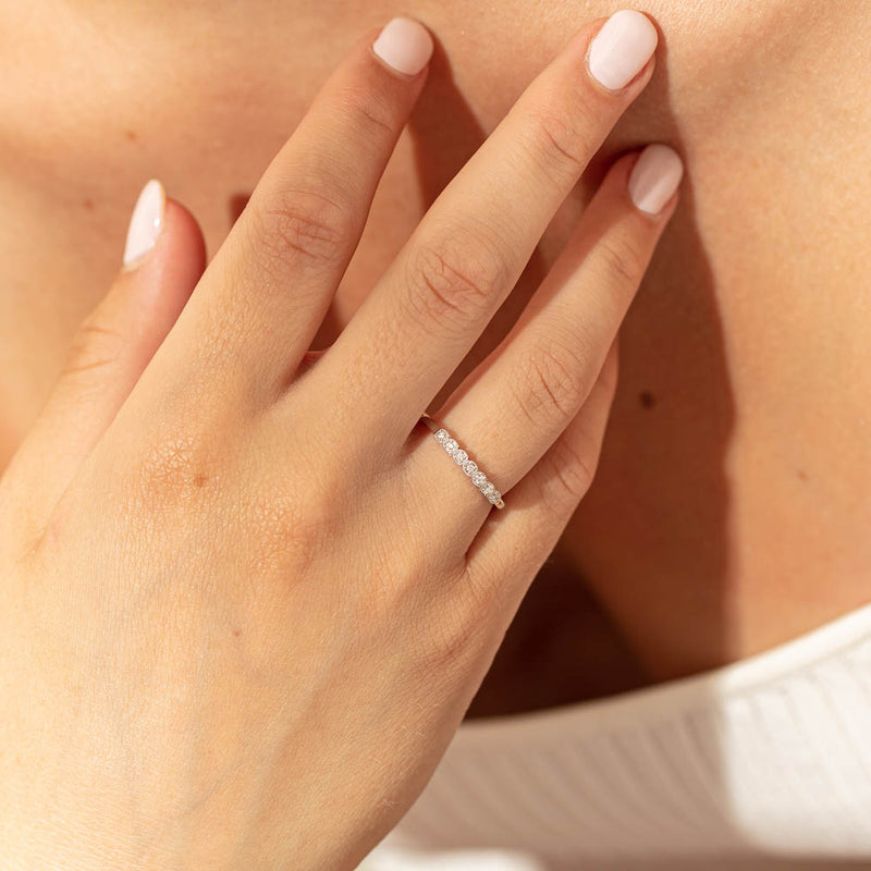 14ct White Gold Diamond Cushla Band-Ring-Walker & Hall