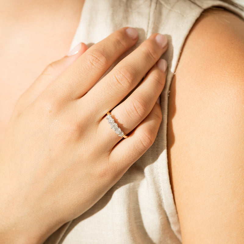 18ct Yellow Gold .80ct Diamond Pentagon Ring-Ring-Walker & Hall