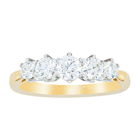 18ct Yellow Gold .80ct Diamond Pentagon Ring-Ring-Walker & Hall
