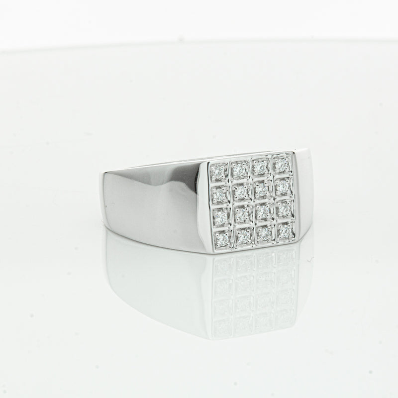 14ct White Gold .15ct Diamond Cluster Ring-Ring-Walker & Hall