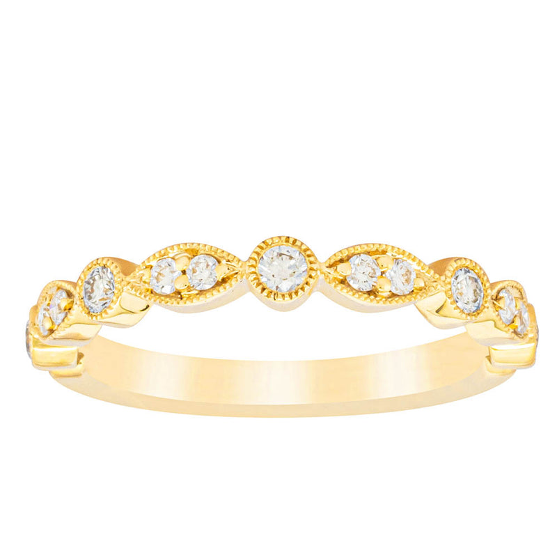 18ct Yellow Gold Diamond Marquise Shaped Band-Ring-Walker & Hall