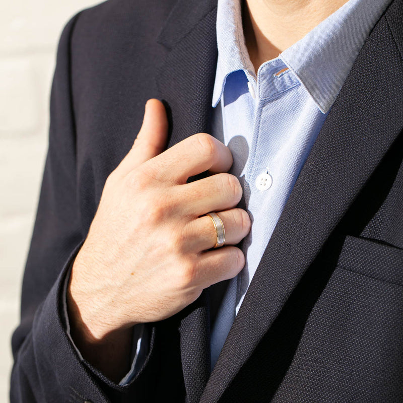 9ct Yellow & White Gold 6mm Ring-Ring-Walker & Hall