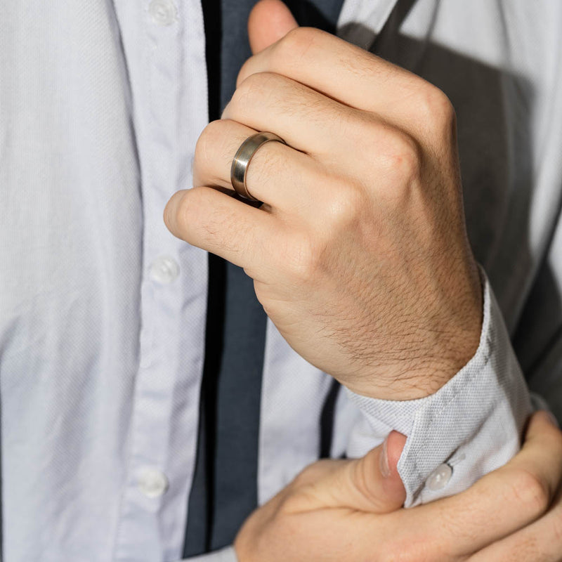 Titanium And 9ct Yellow Gold Band-Ring-Walker & Hall