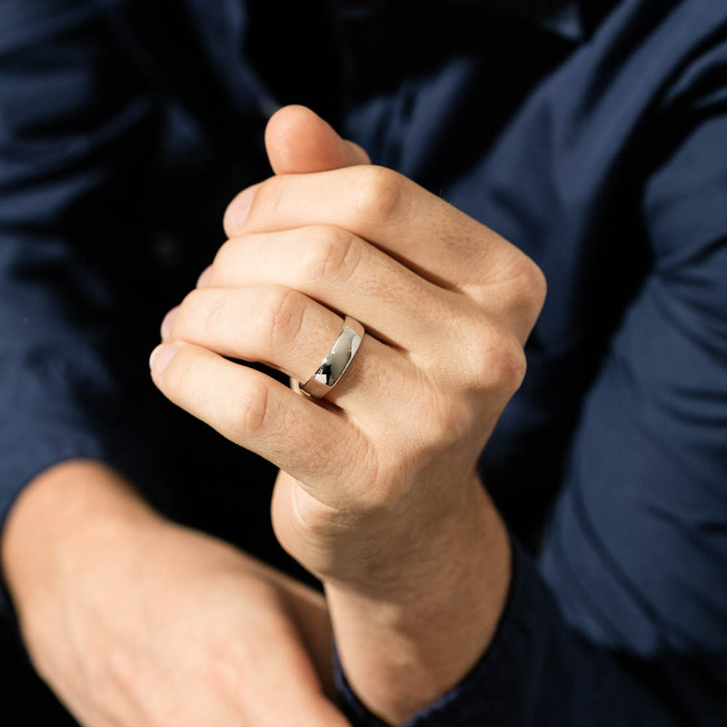 9ct White Gold 6mm Band-Ring-Walker & Hall