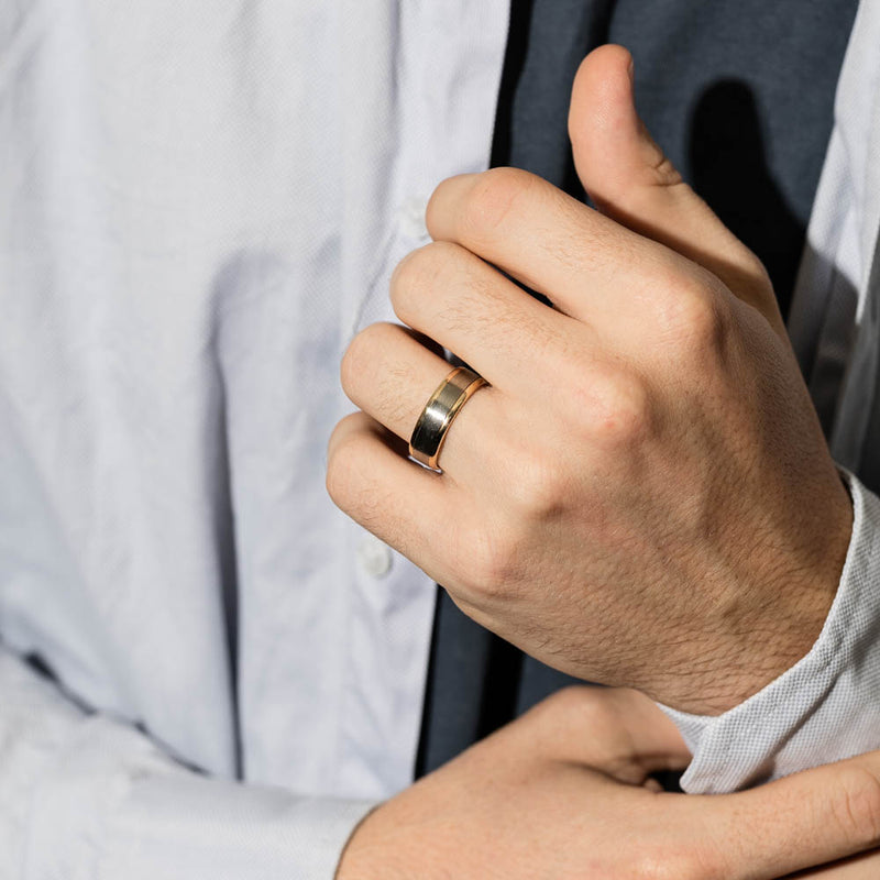 9ct Yellow Gold & Titanium Men's Ring-Ring-Walker & Hall