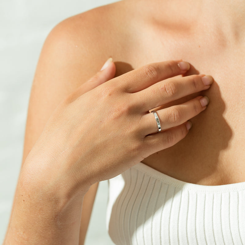 18ct White Gold 2.5mm Square Profile Band-Ring-Walker & Hall