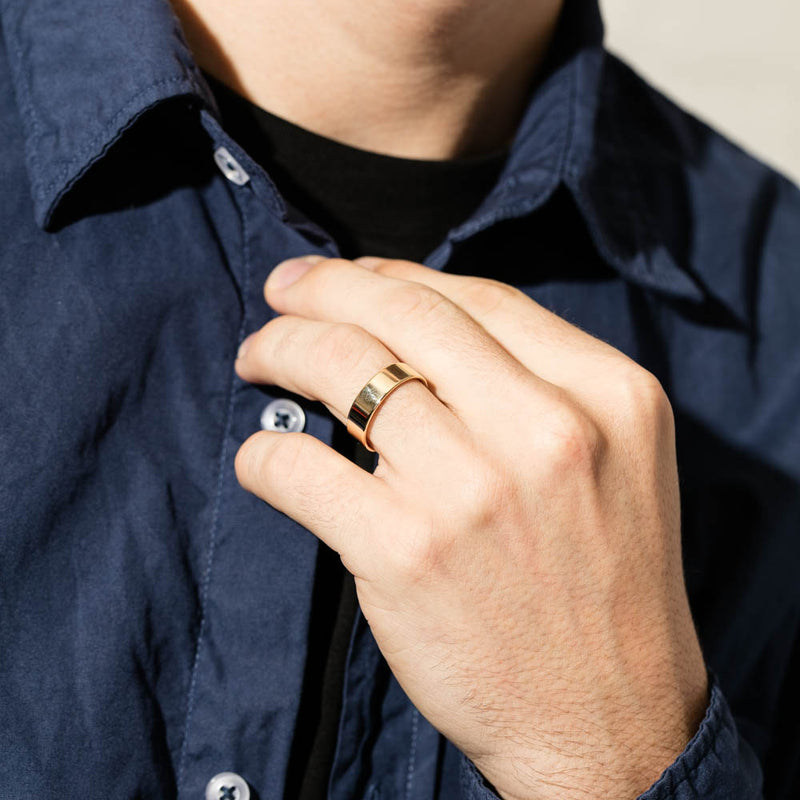 9ct Yellow Gold 6mm Square Profile Band-Ring-Walker & Hall