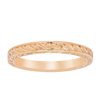 18ct Rose Gold Engraved Band-Ring-Walker & Hall
