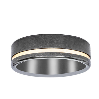 9ct Yellow Gold & Zirconium Ring-Ring-Walker & Hall