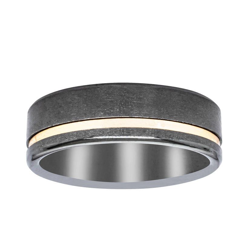 9ct Yellow Gold & Zirconium Ring-Ring-Walker & Hall