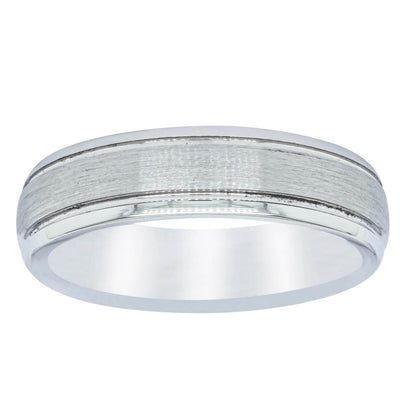 Cobalt Satin Finish Double Groove 6mm Men's Ring-Ring-Walker & Hall