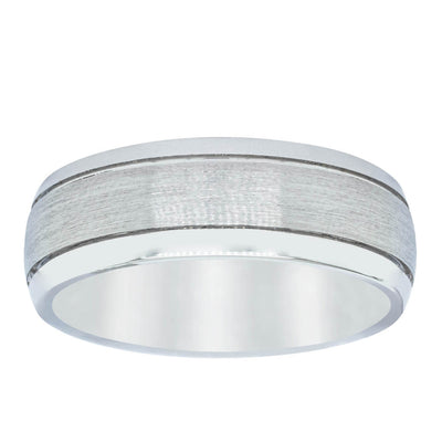 Cobalt Satin Finish Double Groove 8mm Men's Band-Ring-Walker & Hall